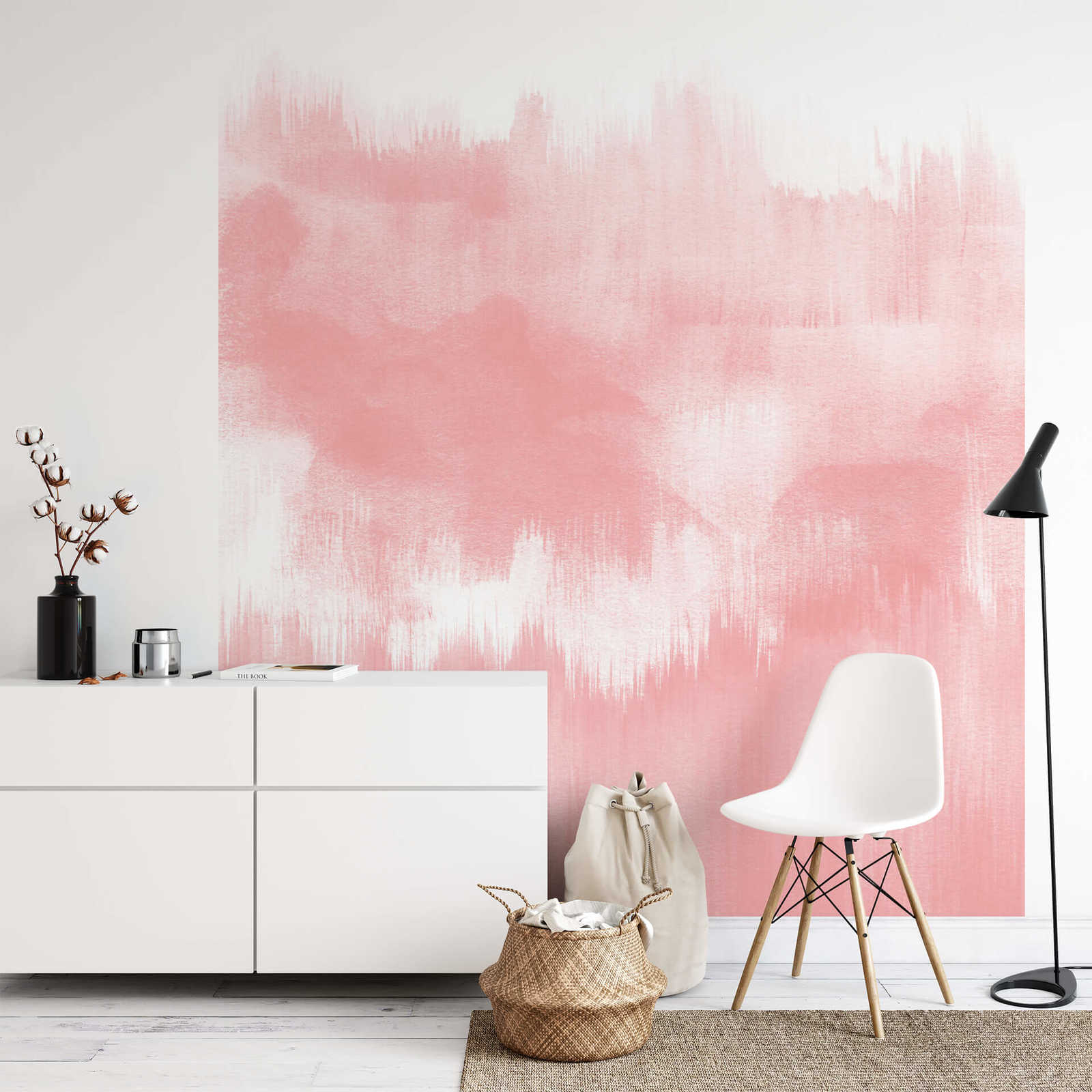             Narrow photo wallpaper brush strokes pink
        