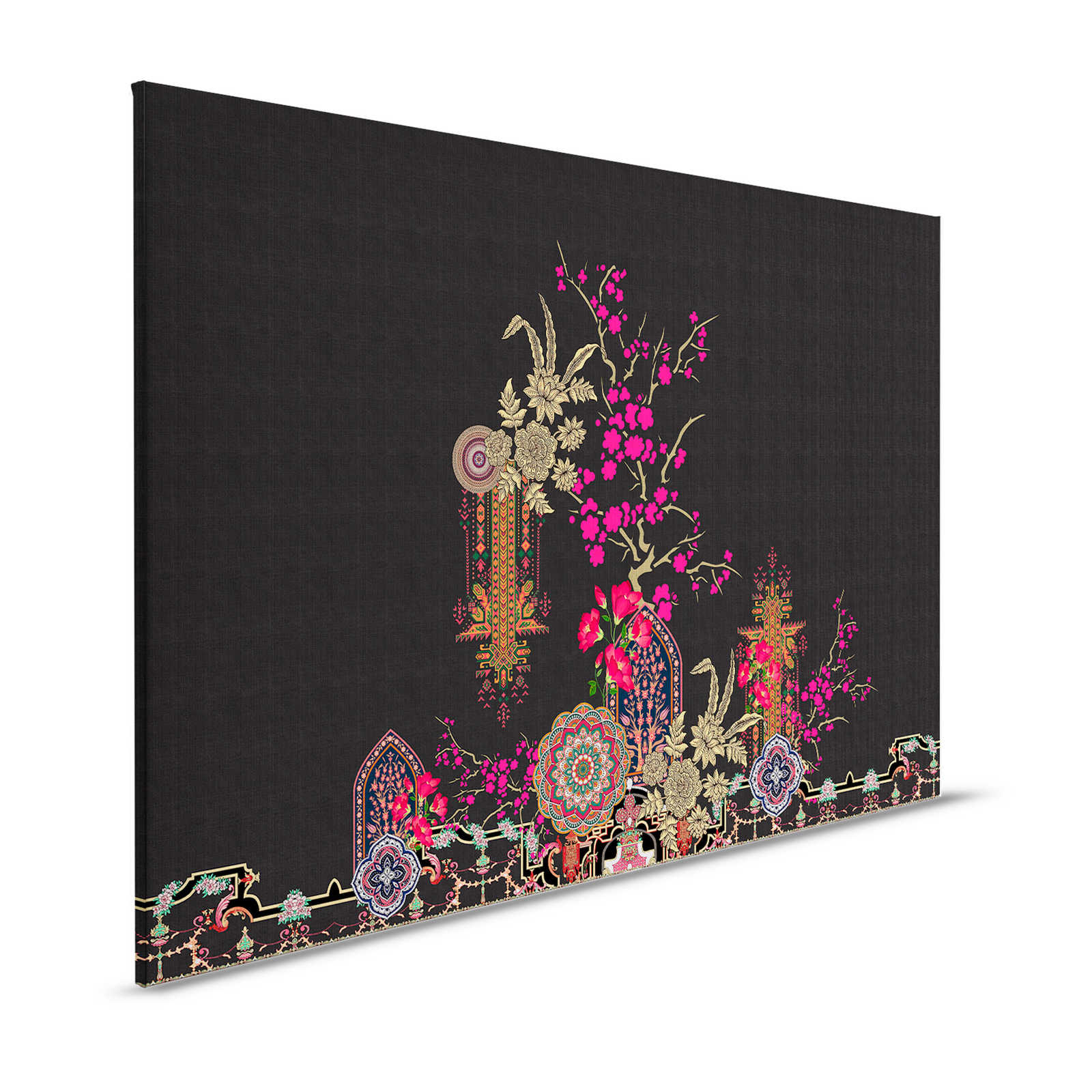 Oriental Garden 2 - Canvas painting Tropical Patterns & Blossoms - 1.20 m x 0.80 m
