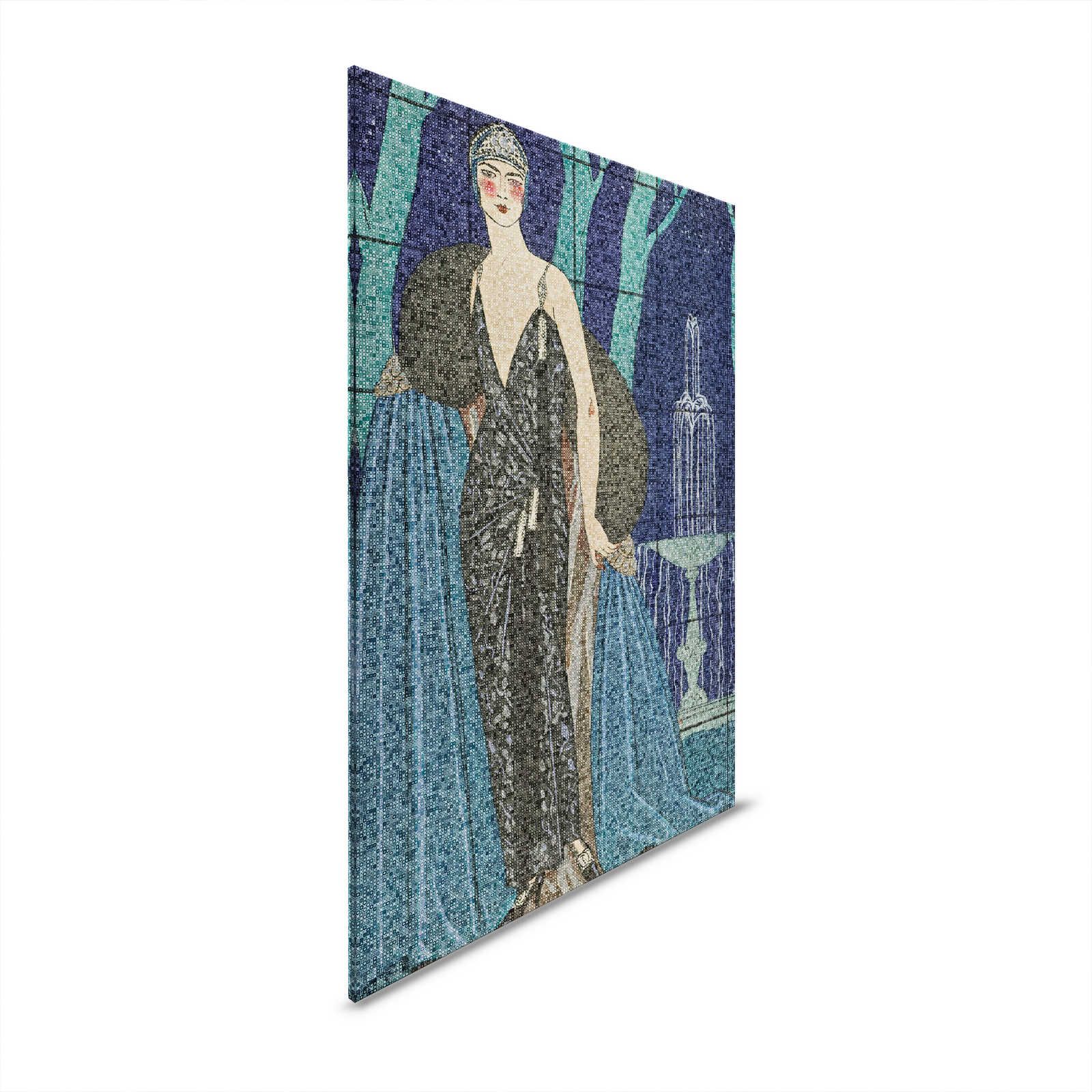 Scala 3 - Quadro su tela Art Déco motivo donna elegante - 0,60 m x 0,90 m
