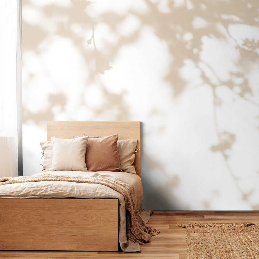 Light Room 3 - Papier peint Ombre de la nature en beige et blanc
