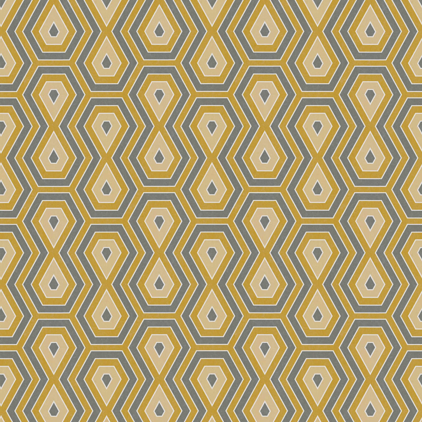         Non-woven wallpaper grey yellow 70s retro graphic pattern - yellow, grey, white
    