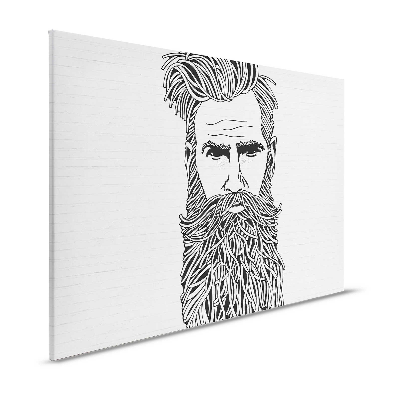 White Canvas Painting Stone Look with Men Portrait in Drawing Style - 1.20 m x 0.80 m
