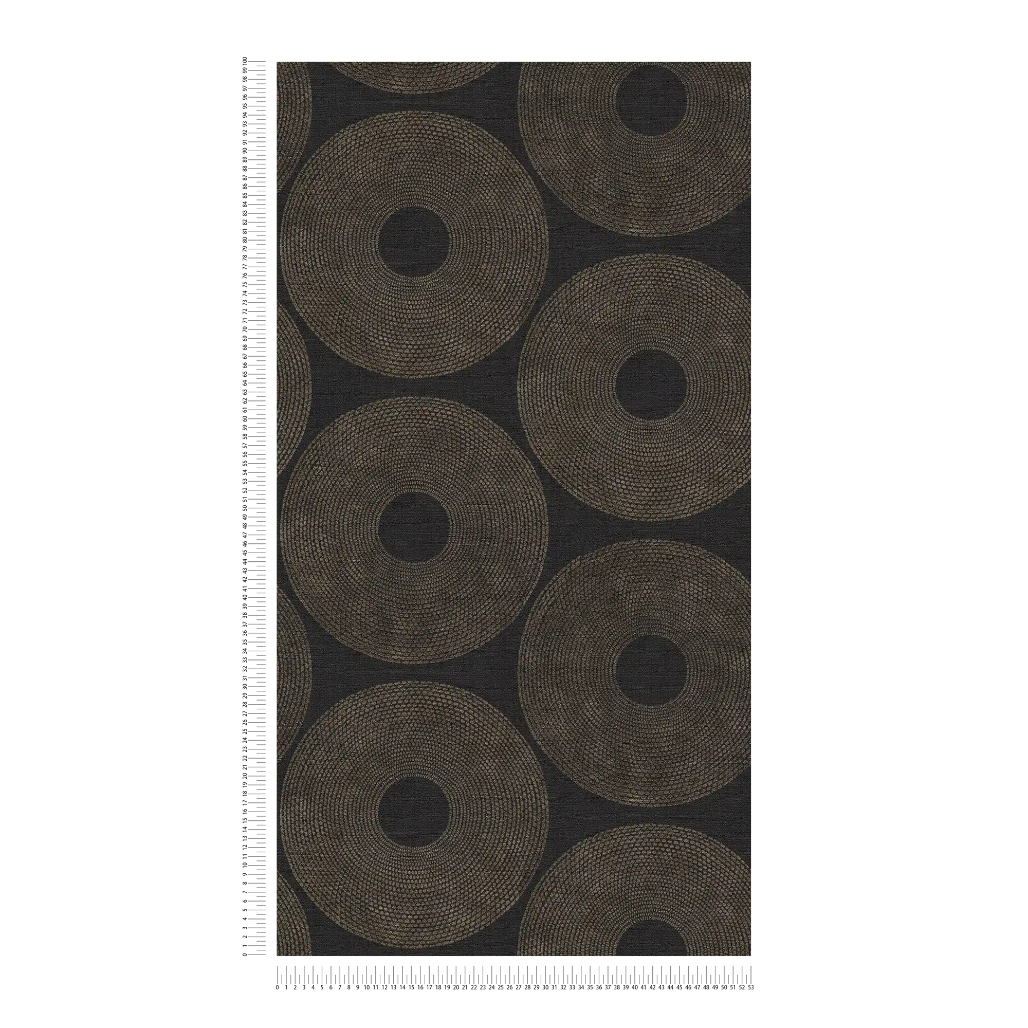             Papier peint ethnique Cercles avec motifs structurés - gris, marron
        