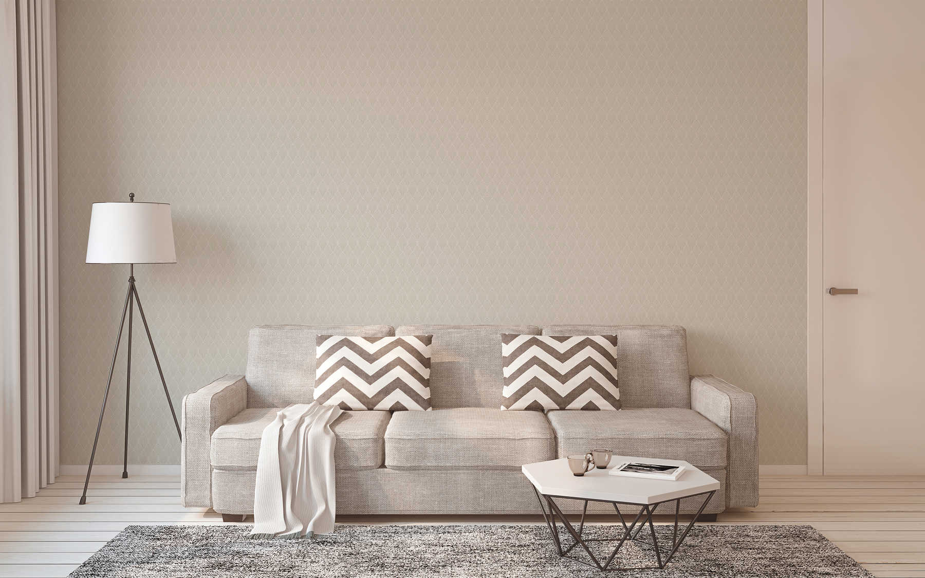             Pattern wallpaper metallic design in art deco style - white, silver
        
