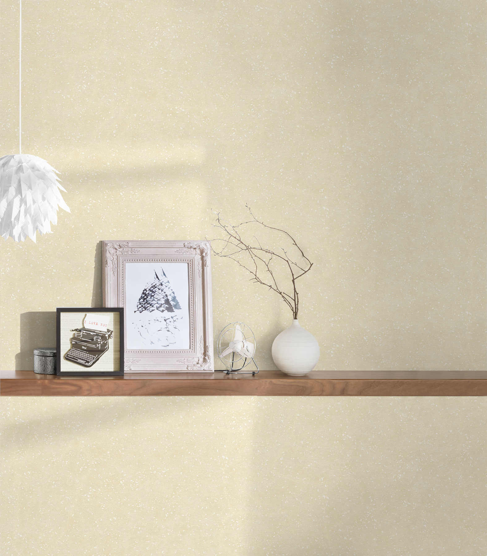             Cream non-woven wallpaper shaded, satin with texture effect
        