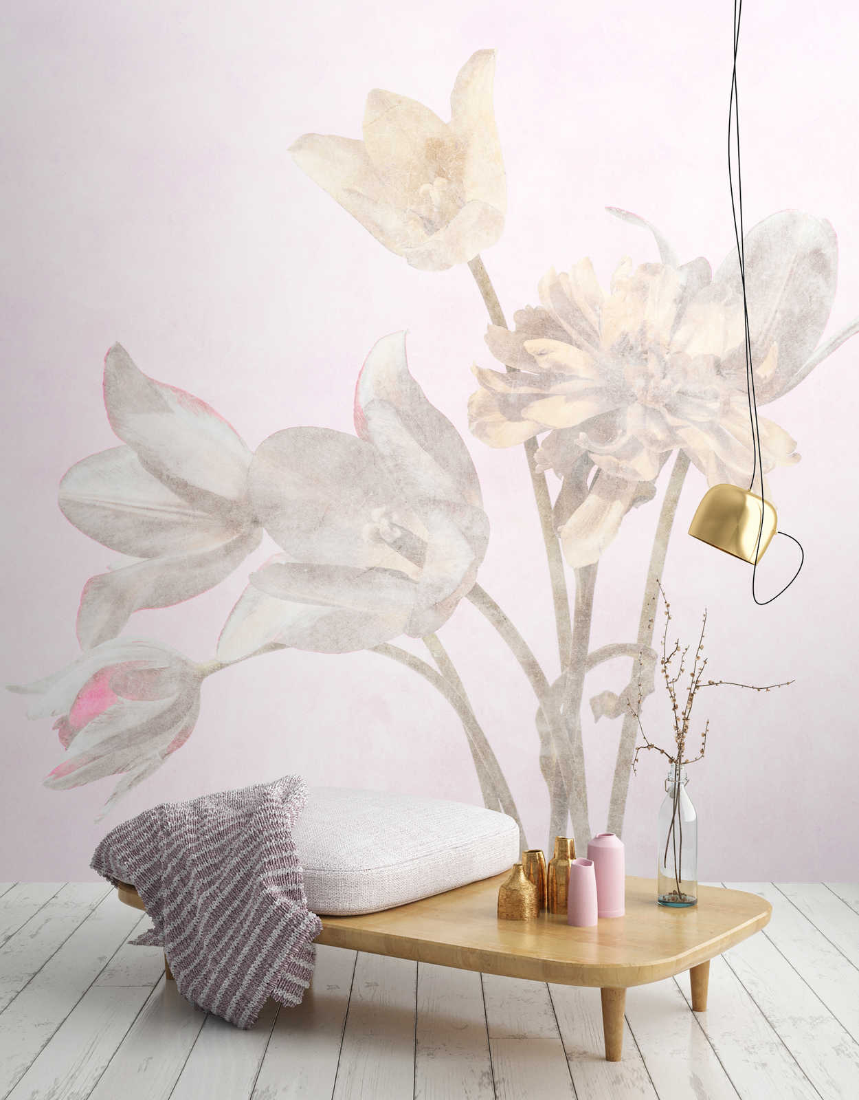             Habitación matutina 1 - Papel pintado de fotos de flores florecidas en estilo descolorido
        