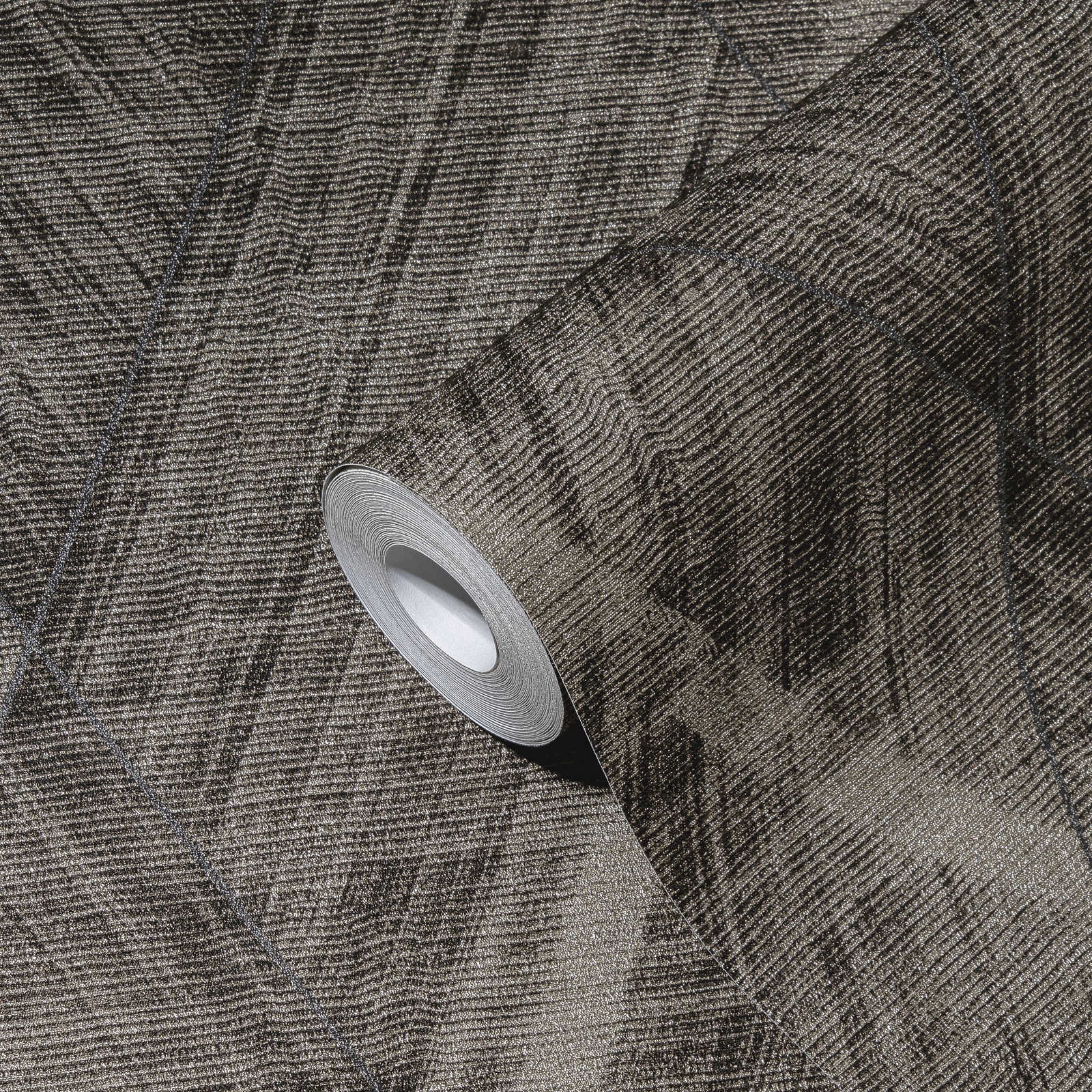             Papel pintado de aspecto textil con motivo de rombos - metálico, gris
        