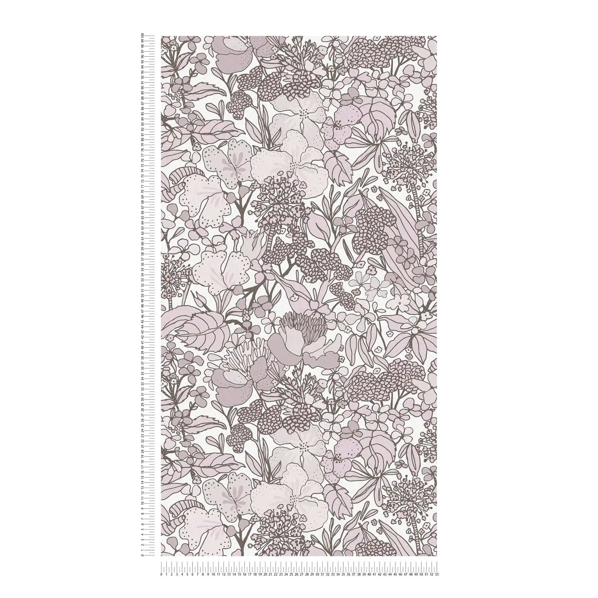             Carta da parati grigio beige con motivi floreali in stile disegno - crema, marrone, bianco
        