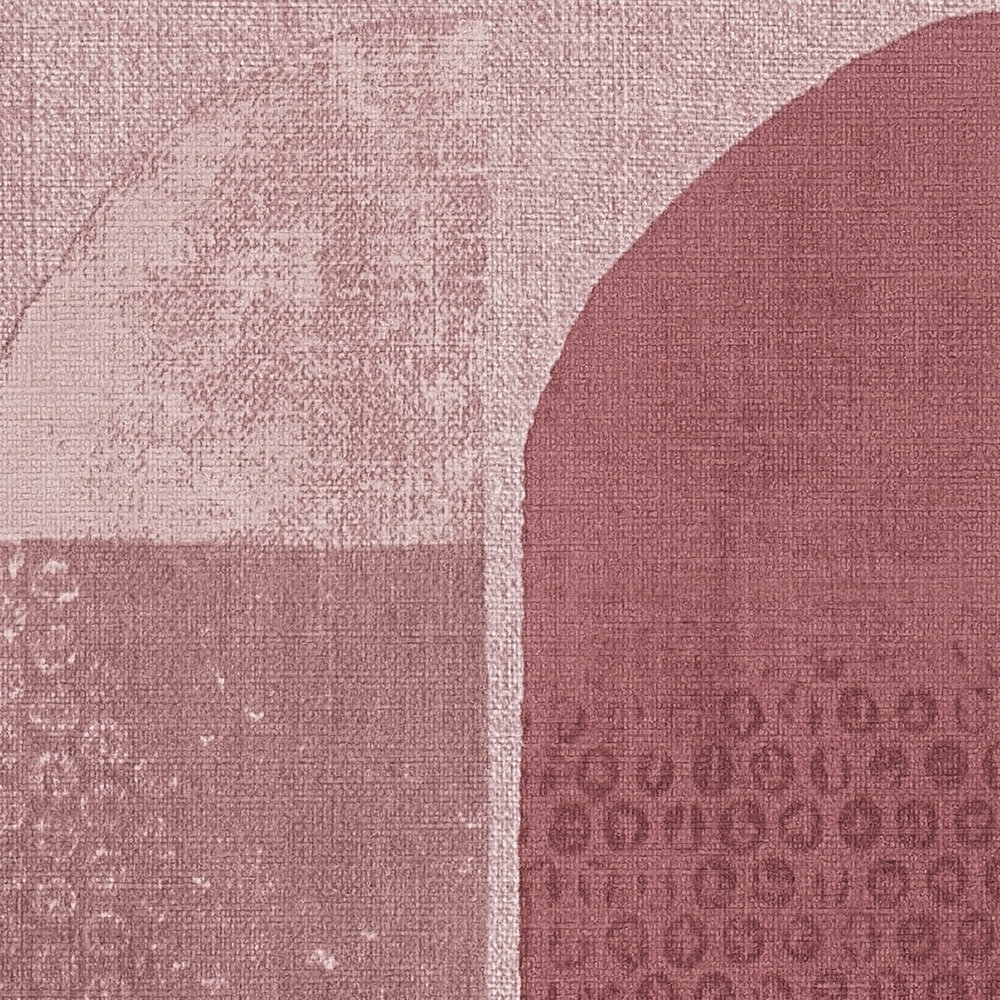             papel pintado de diseño retro en estilo escandinavo - rojo, rosa, beige
        