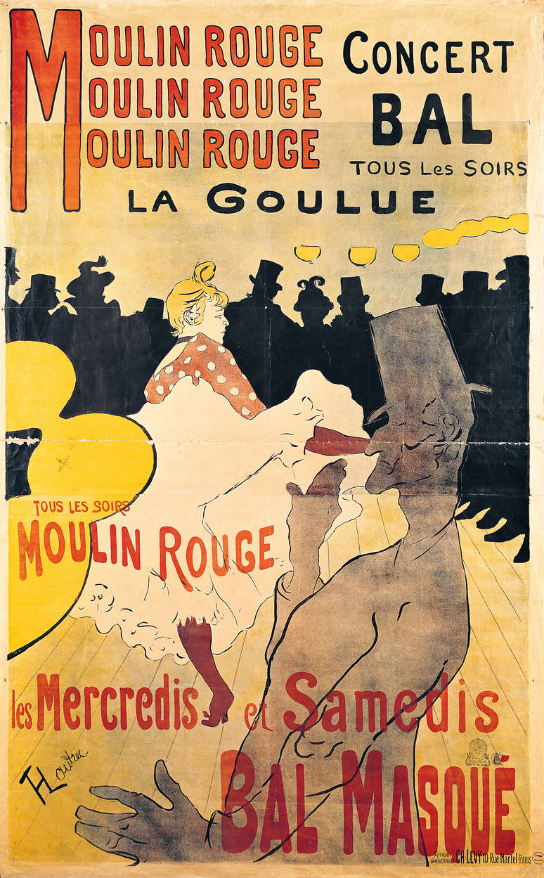             Muurschildering "Reclameposter voor "La Goulue" in de Moulin Rouge" door Hendri de Toulouse-Lautrec
        