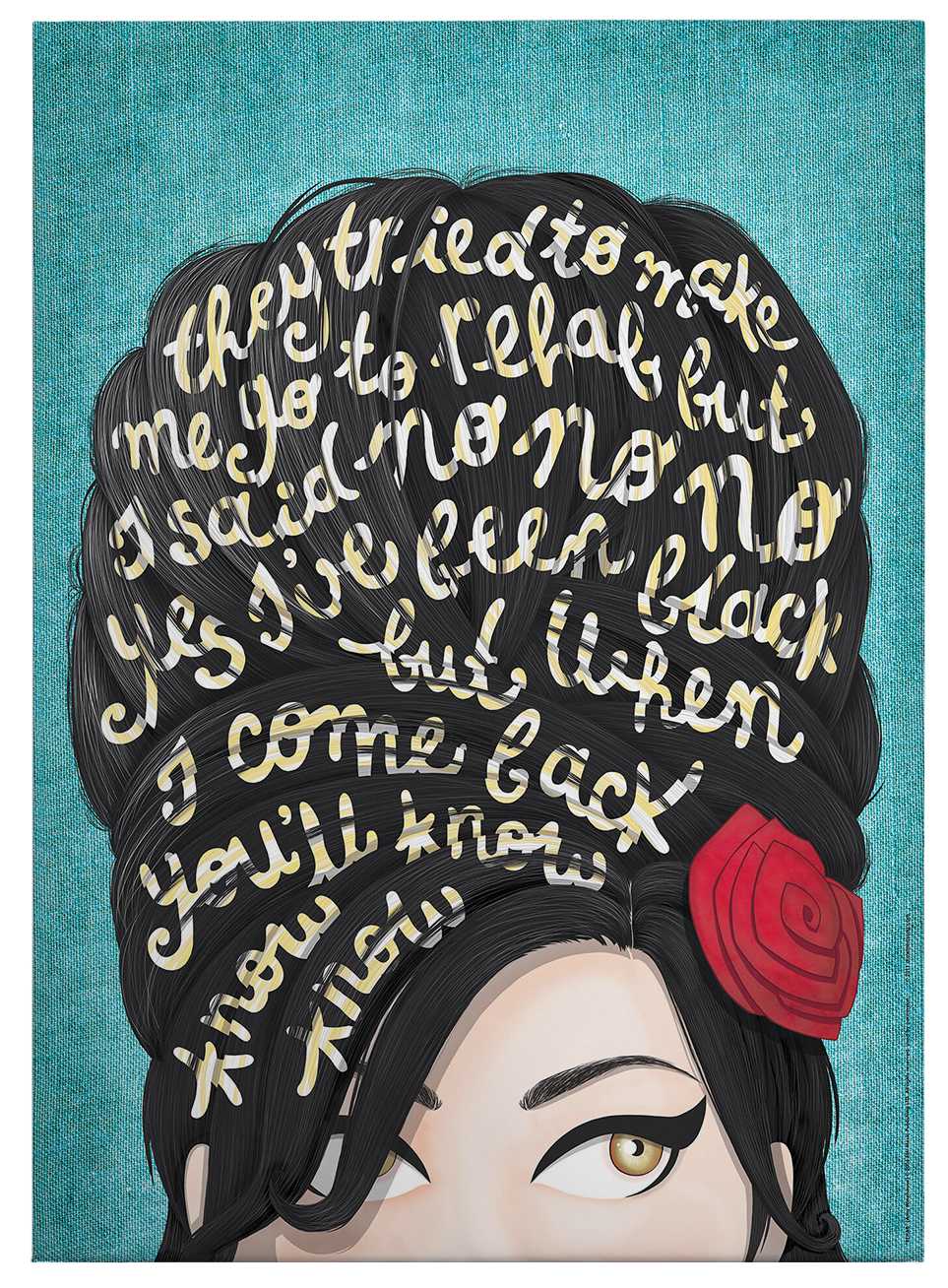            Tohmé toile Amy Winehouse avec slogan - 0,50 m x 0,70 m
        