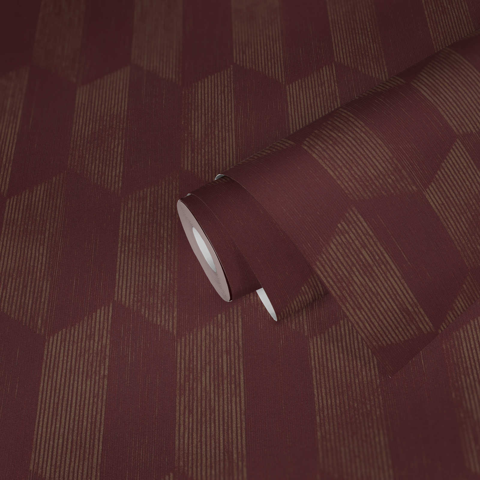             Textured wallpaper with 3D graphic pattern - metallic, red
        