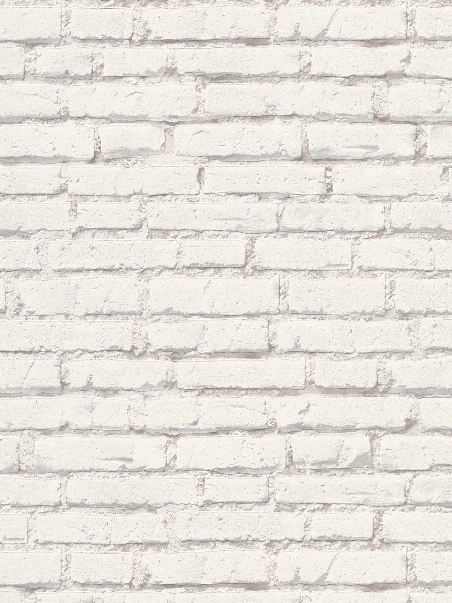Behang met bakstenen muur met witte stenen en voegen - Wit, Grijs
