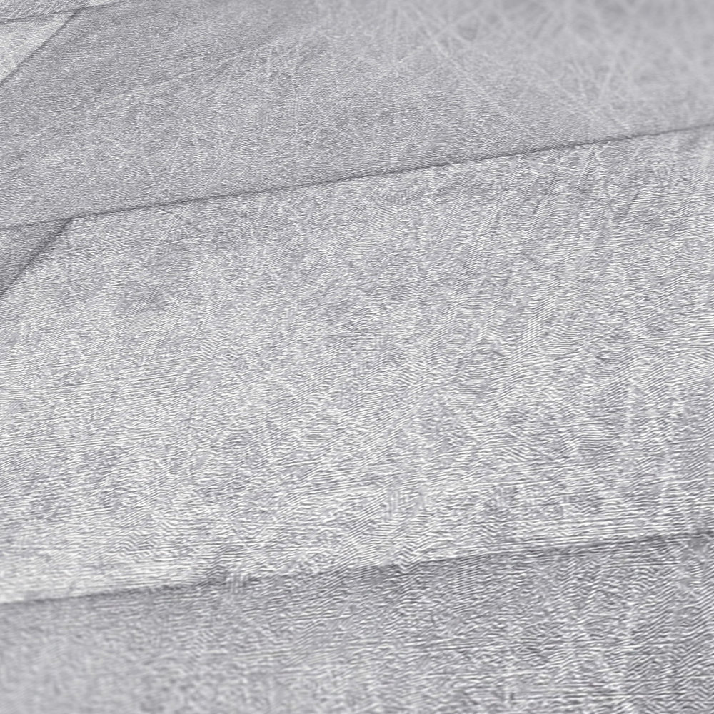             Papel pintado no tejido de diseño metálico con motivo de baldosas - gris
        