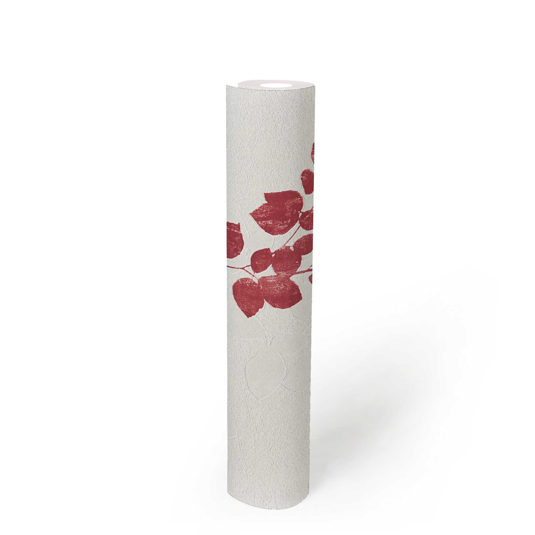             Plaster optics wallpaper with leaf tendrils & texture effect - cream, red
        