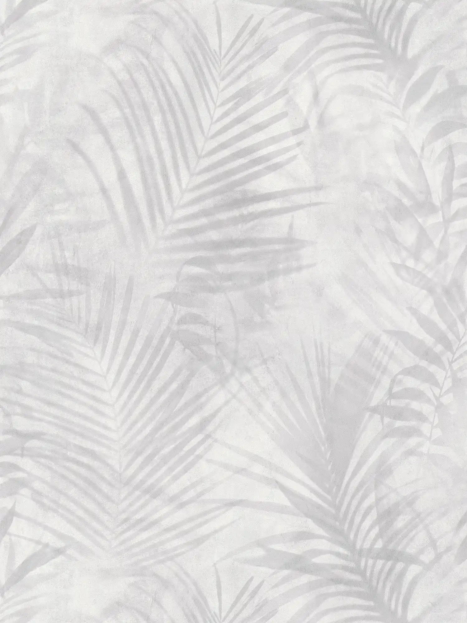 Papier peint motif palmier en lin - gris, blanc, crème
