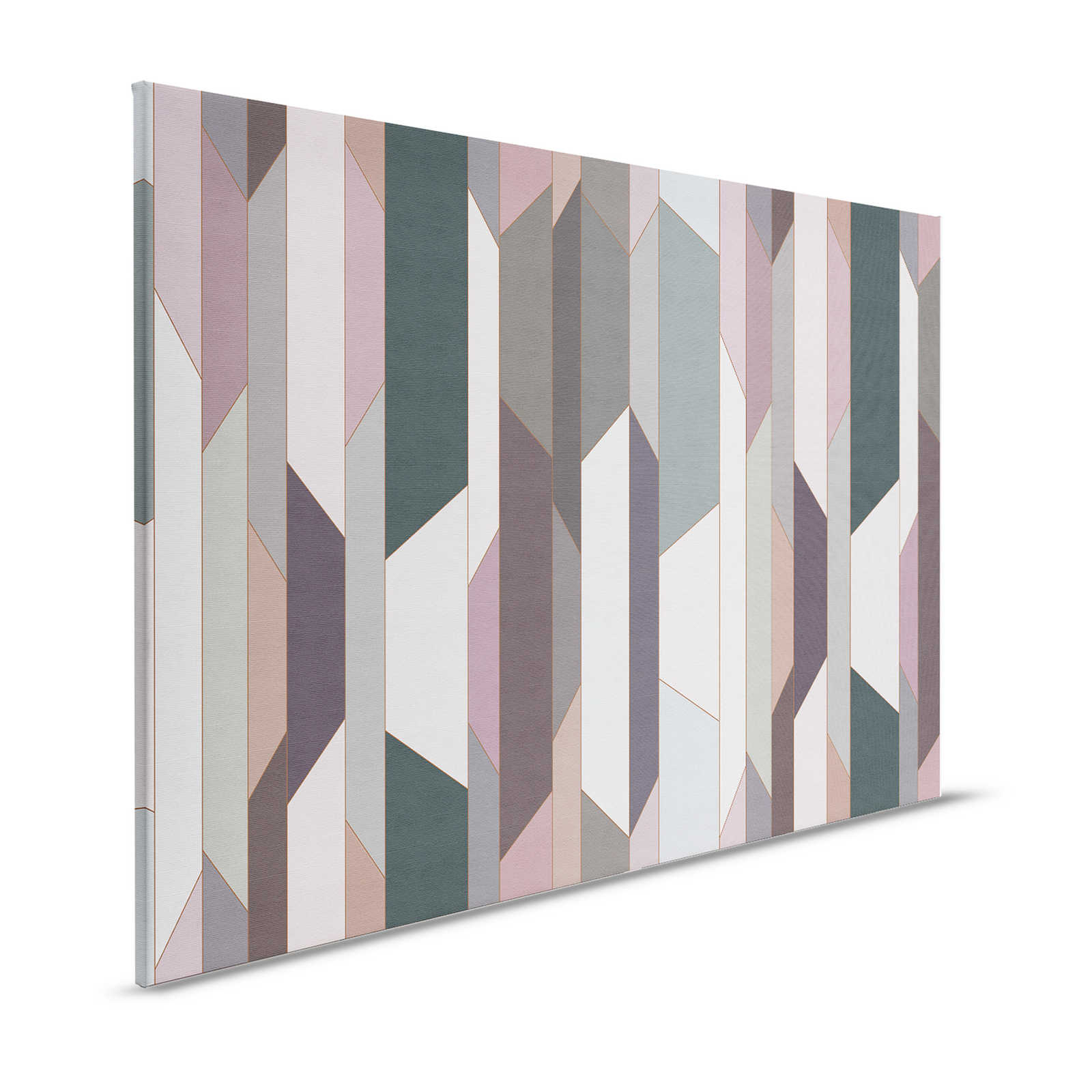 Vouw 2 - Canvas schilderij met geometrisch retro patroon - 1.20 m x 0.80 m
