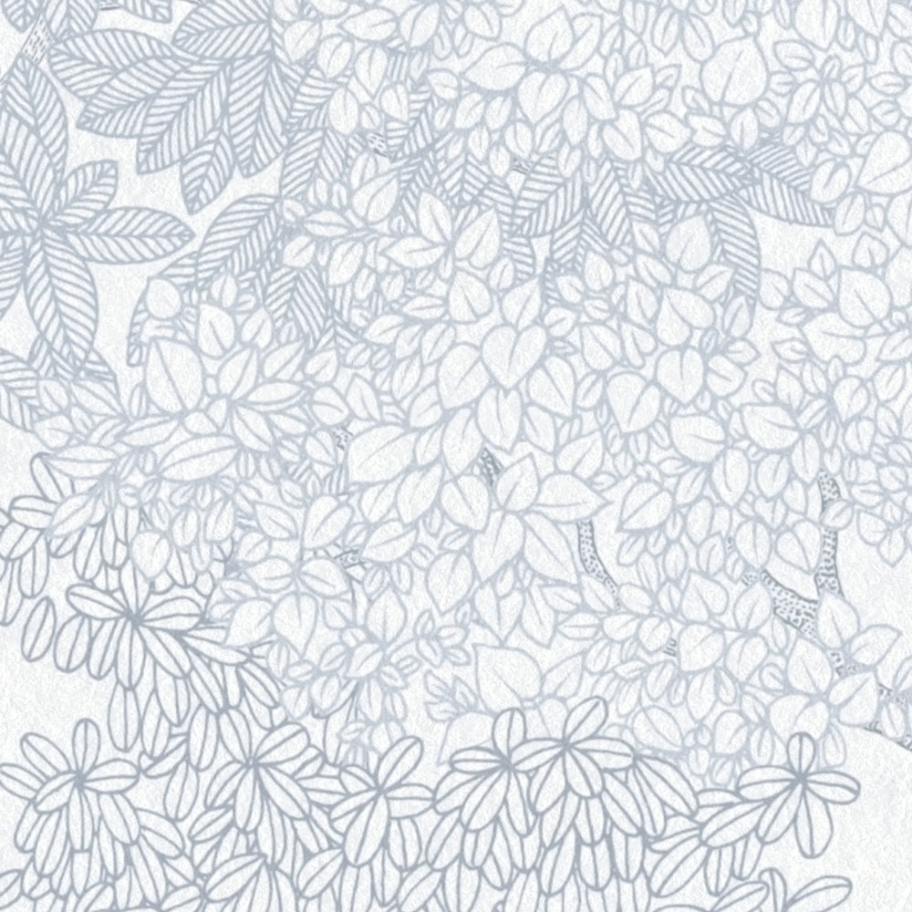             Carta da parati grigia con motivi forestali e alberi in stile disegno - grigio, bianco
        