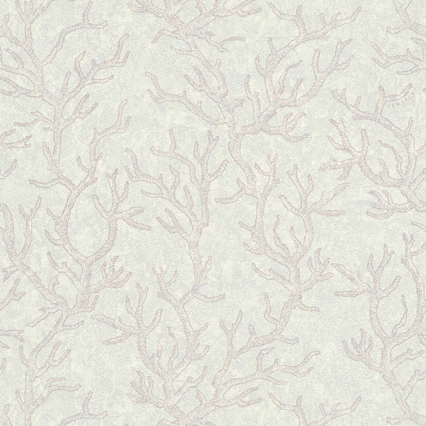 VERSACE non-woven wallpaper with coral pattern & texture design - grey, metallic

