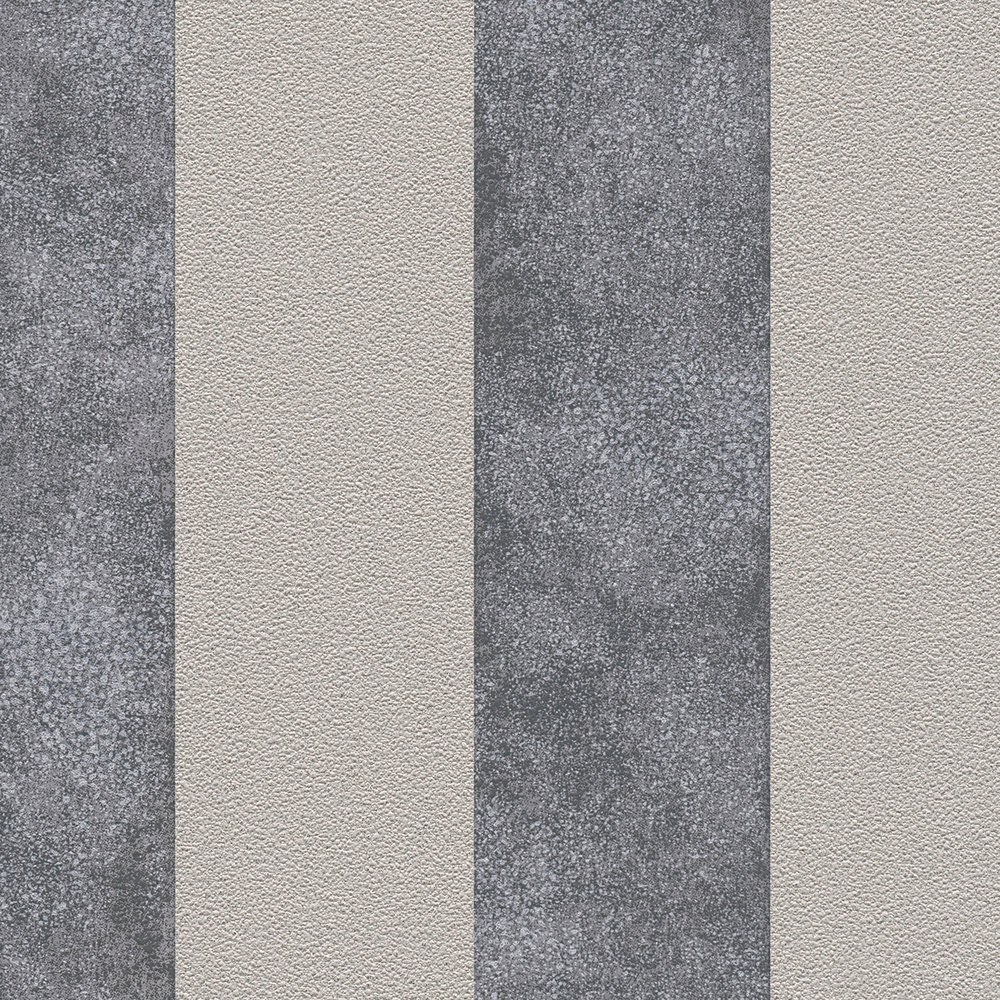             Carta da parati a righe a blocchi con motivo a colori e struttura - nero, grigio, beige
        