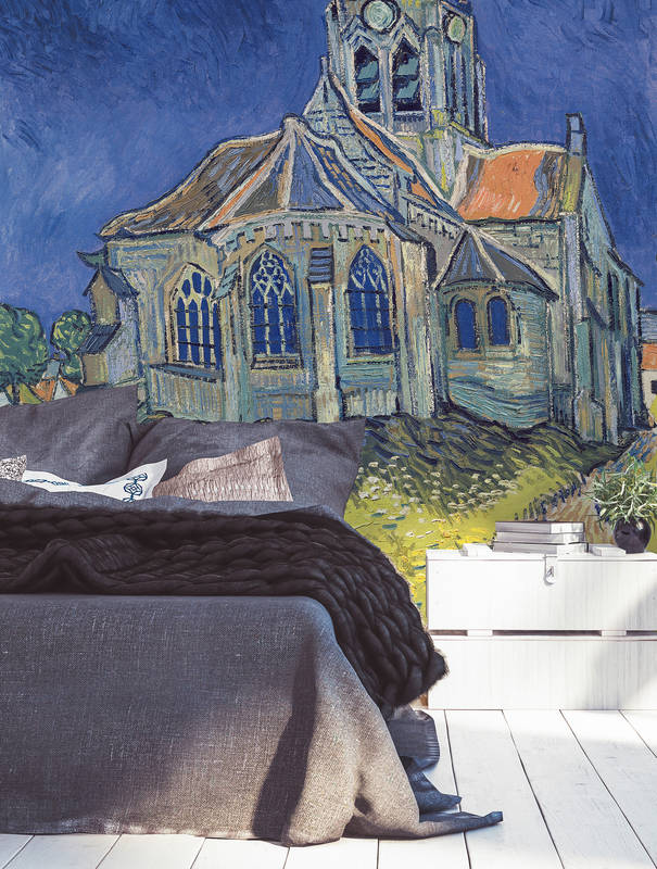             De kerk van Auvers" muurschildering van Vincent van Gogh
        