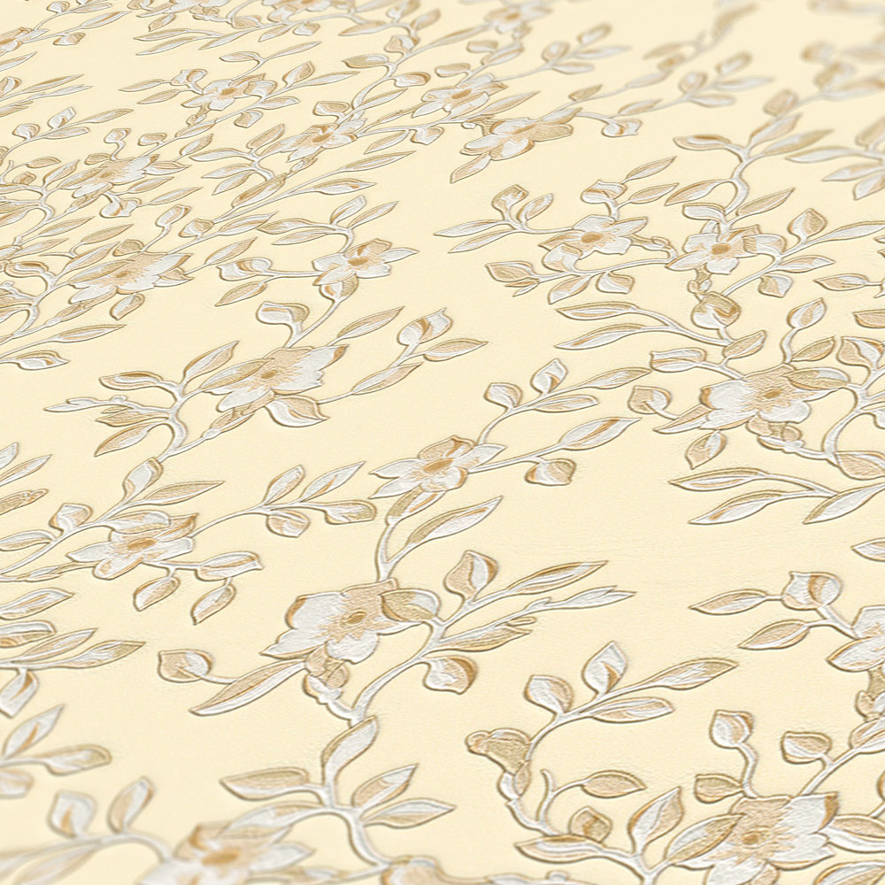             VERSACE Papier peint or avec motif floral - métallique
        