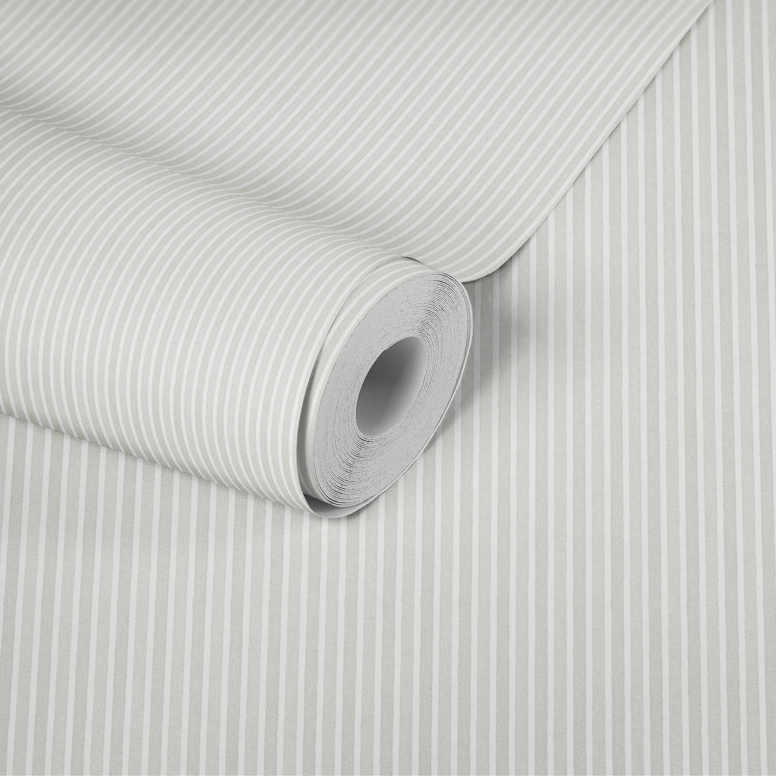             Silver & gold striped wallpaper with narrow stripes
        