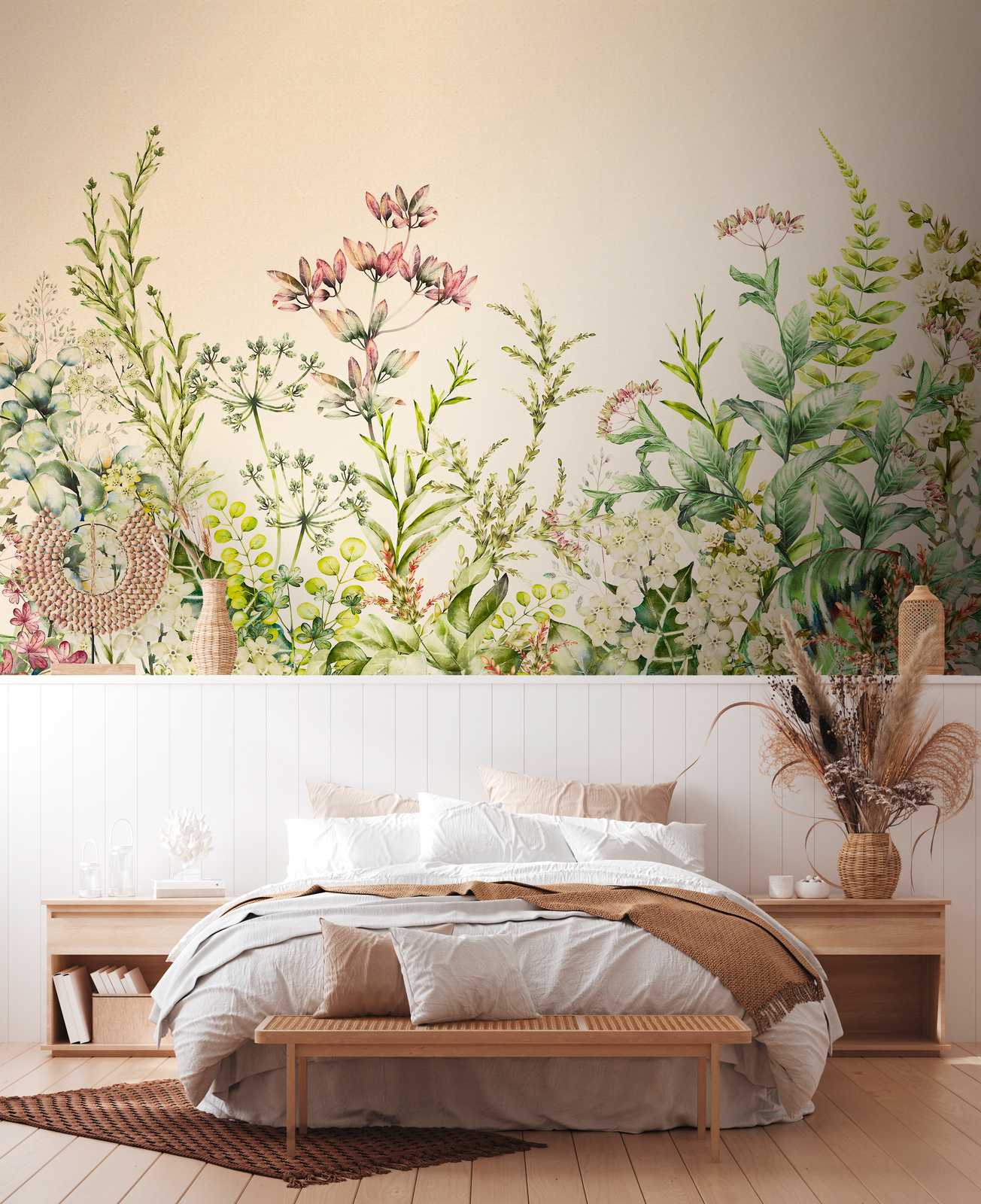             behang nieuwigheid - motief behang botanische print met bloemen & bladeren
        