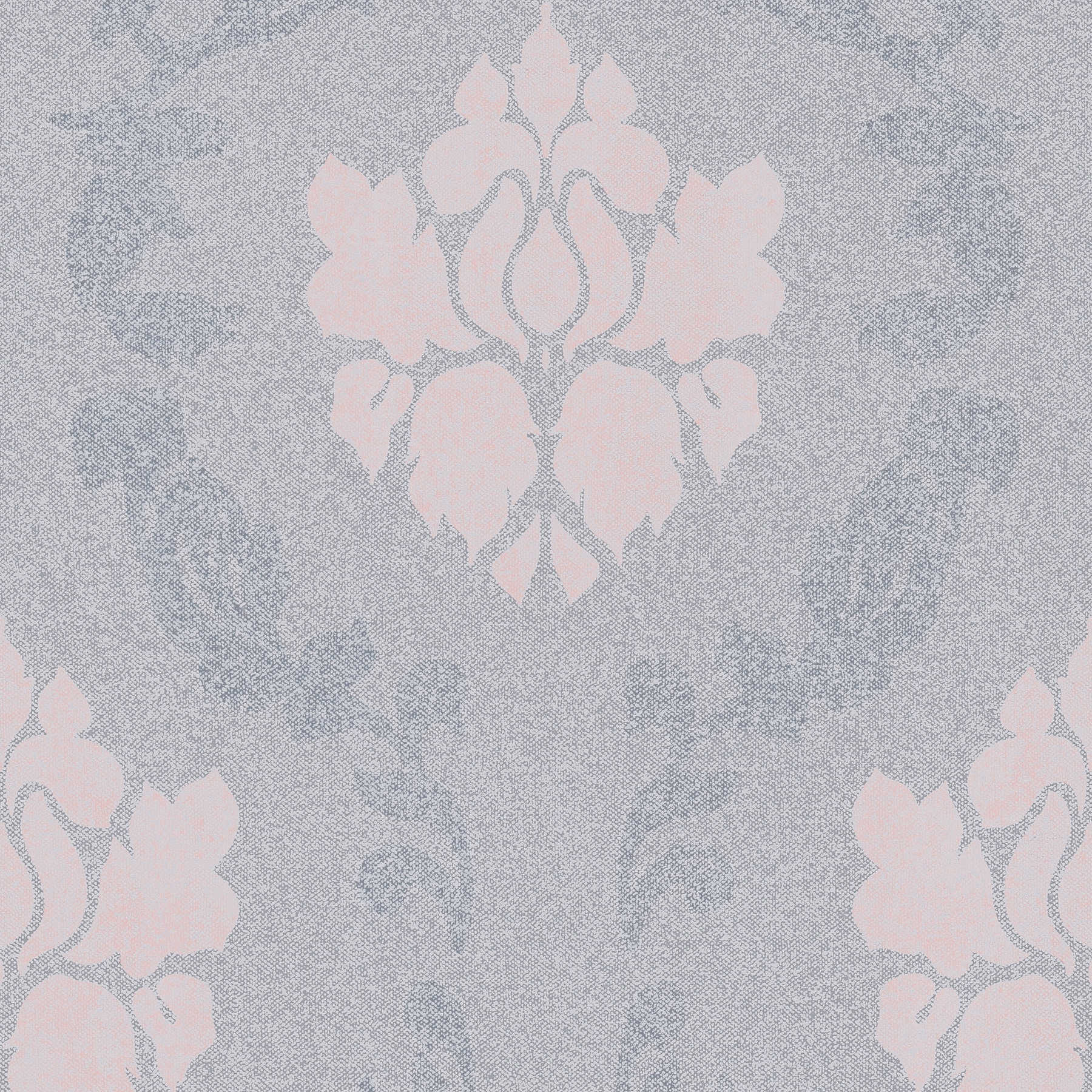         Ornament wallpaper with linen look - blue, pink
    