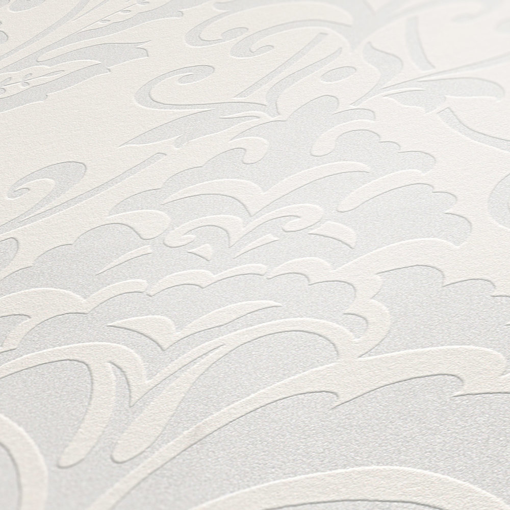             Papier peint ornemental design floral, contraste mat/brillant - beige
        
