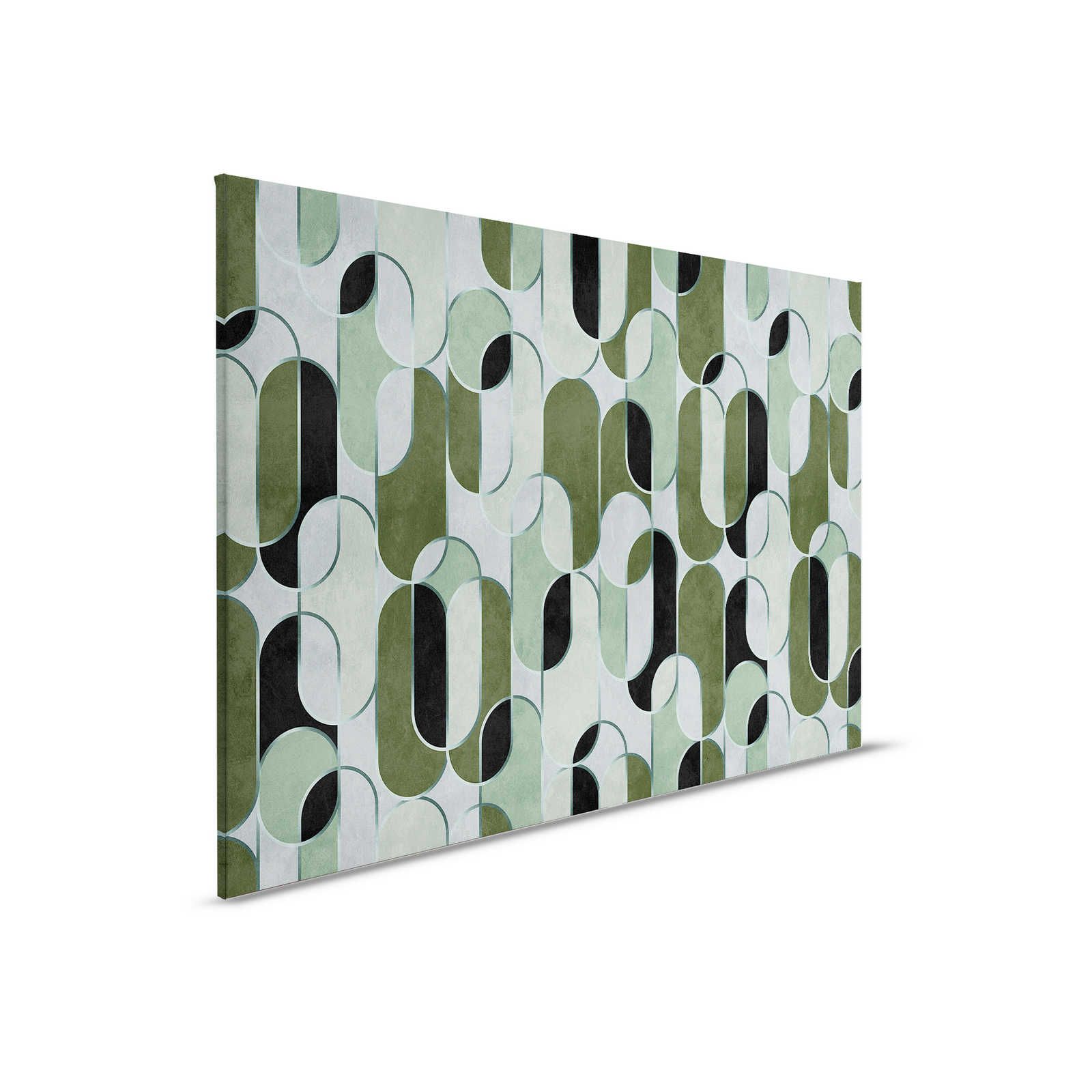         Ritz 4 - Green Canvas Painting 50s Retro Décor with Silver Accent - 0.90 m x 0.60 m
    