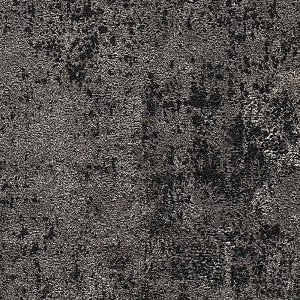             Dark non-woven wallpaper rustic structure - black, silver
        