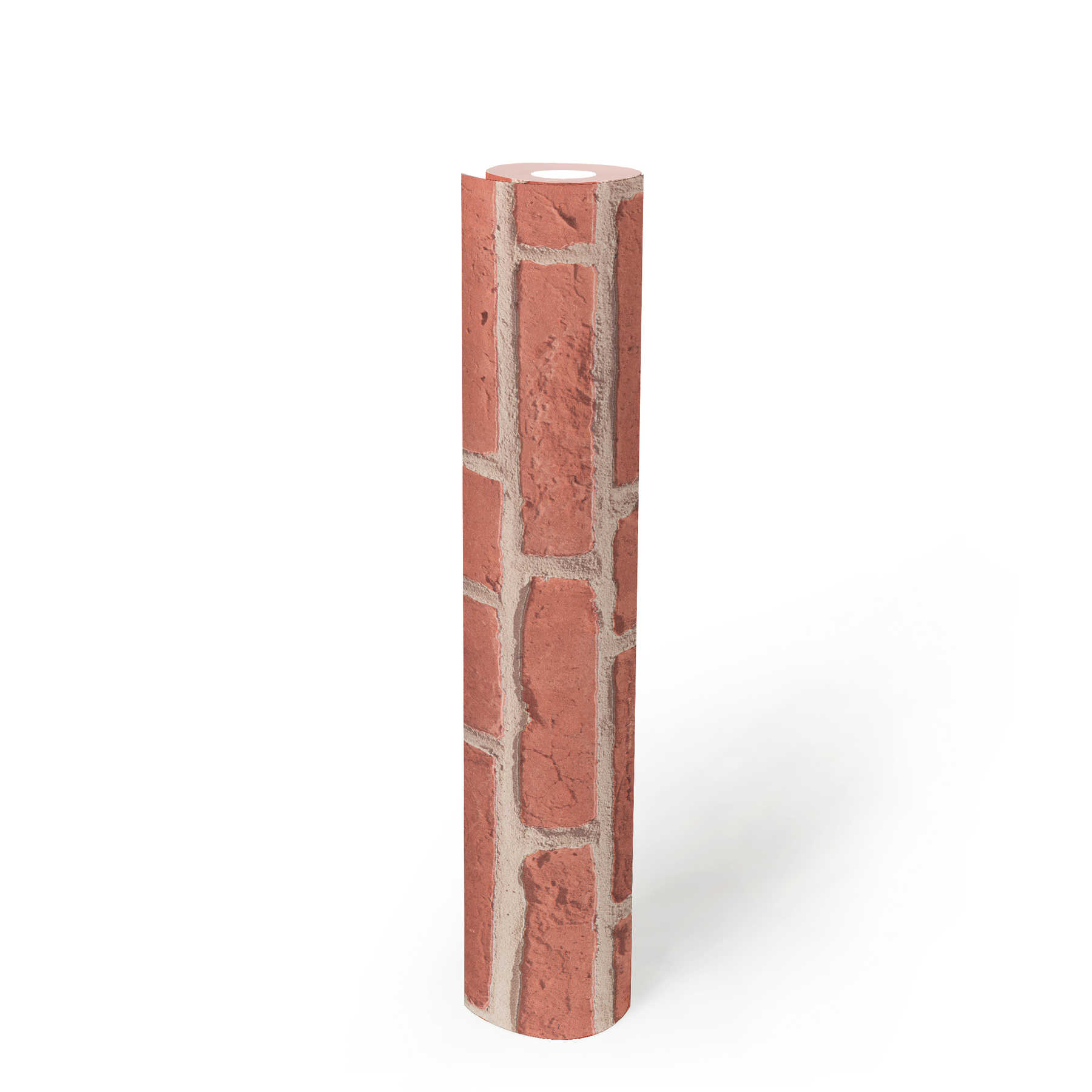             Wallpaper with bricks in clinker look - red, beige
        