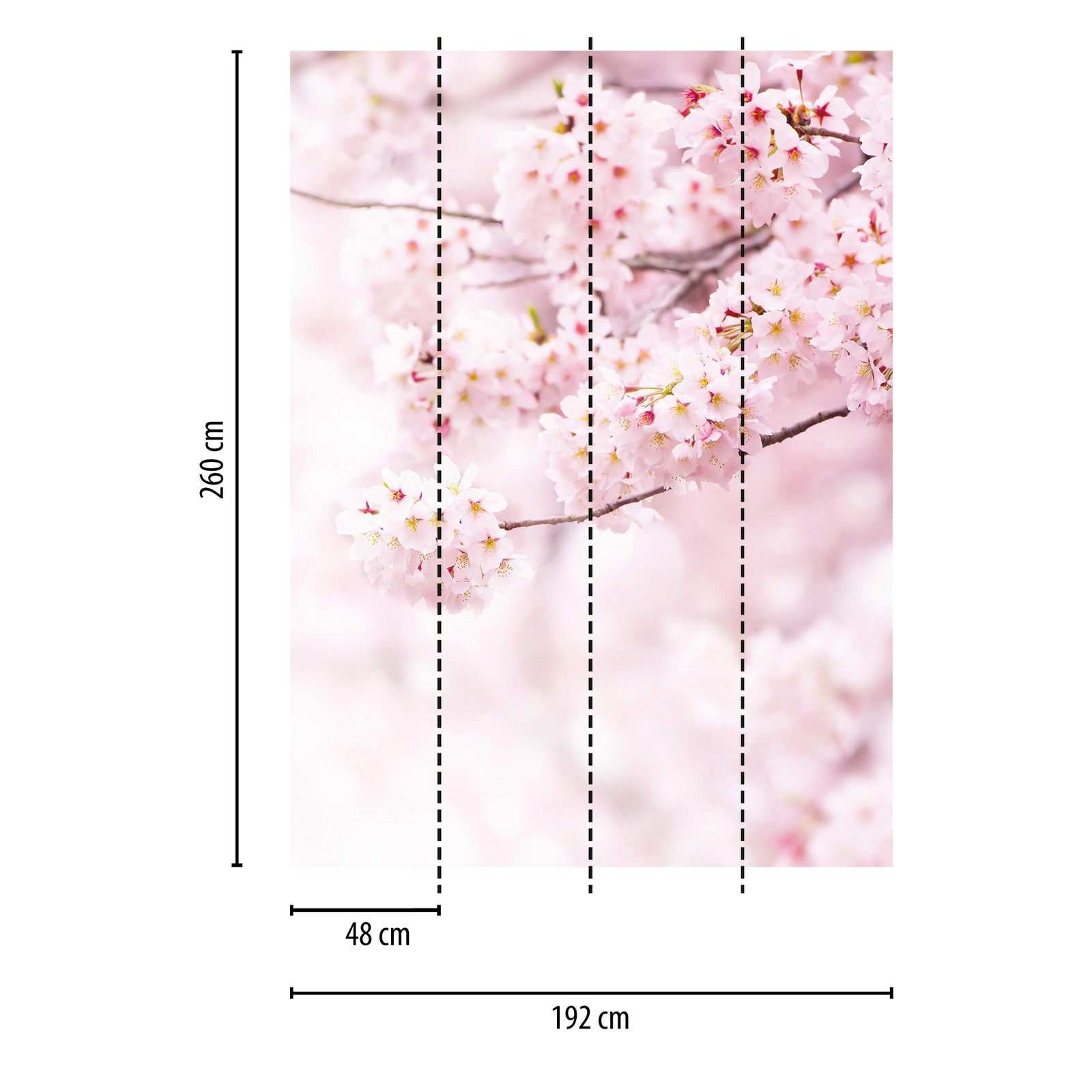             Papel Pintado Estrecho Flores de Primavera - Rosa, Blanco
        