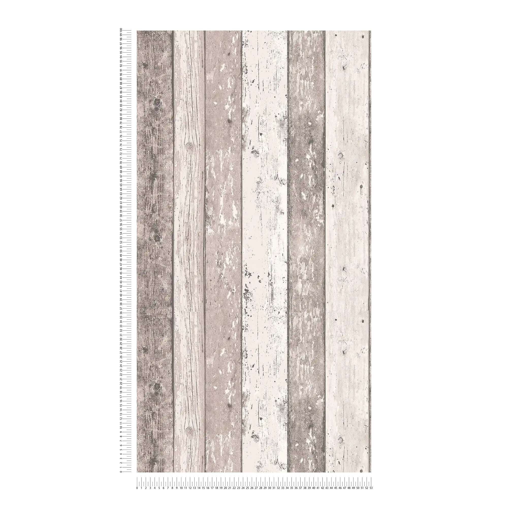             Papel pintado de tablones con óptica de madera en aspecto usado - marrón, crema
        