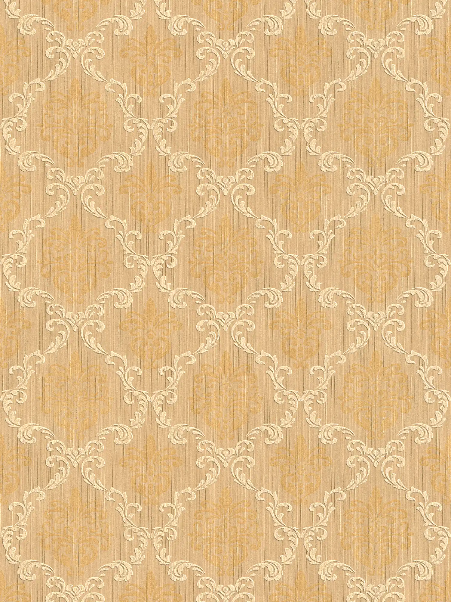 Non-woven wallpaper with textile design & ornaments with texture effect - beige
