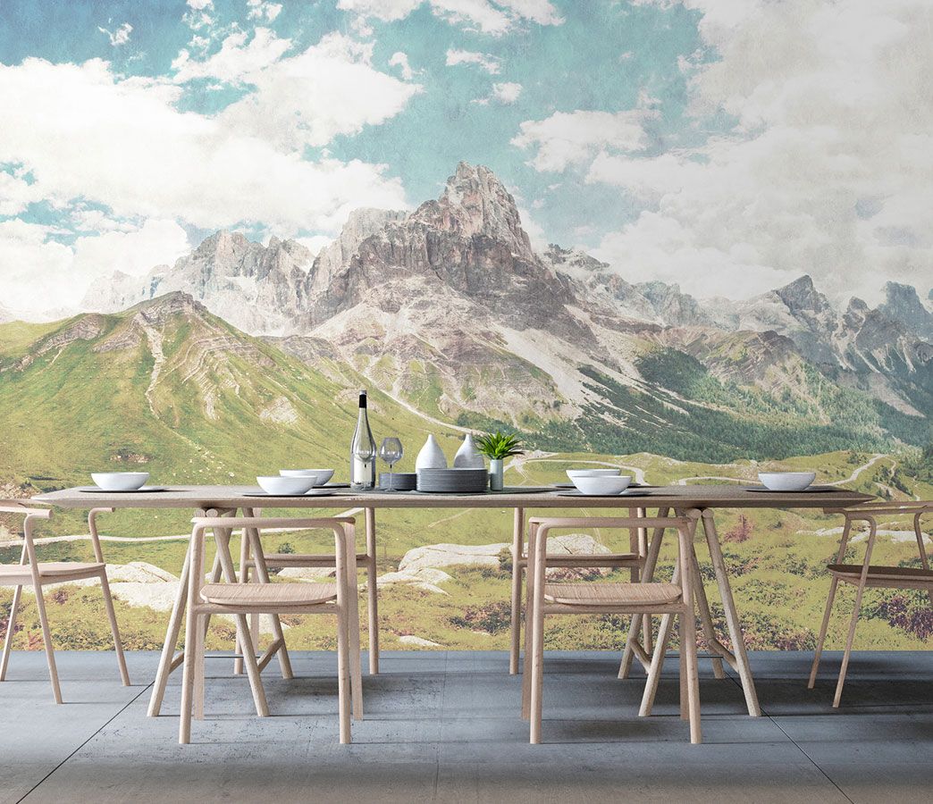 Landscape photo wallpaper in modern dining room DD113667