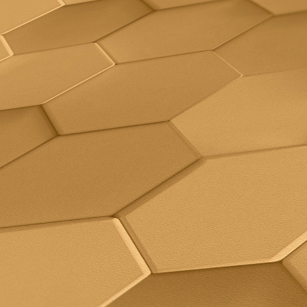             Papier peint Hexagon 3D motif graphique nid d'abeille - beige
        