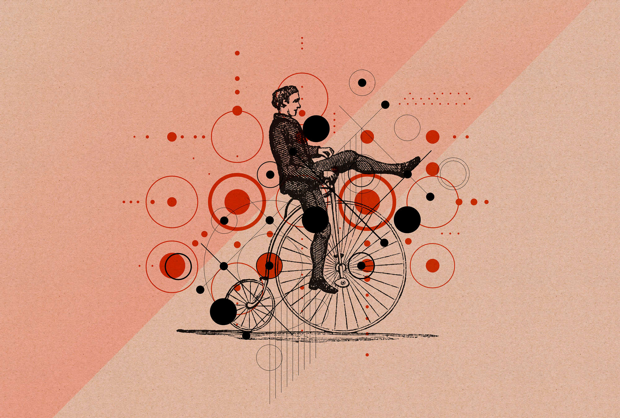            Tourde France 2 - Papier peint Vintage vélo & motif graphique rouge
        