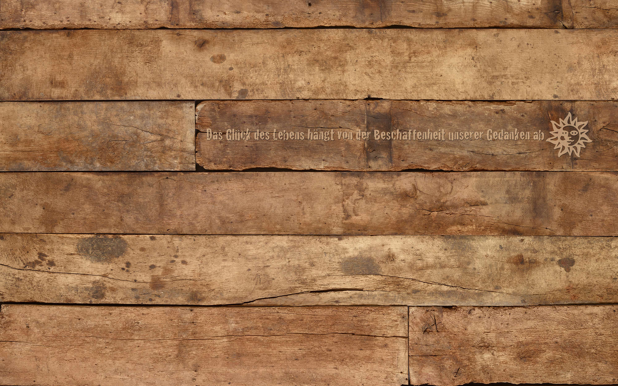             Wooden boards with lettering mural - Textured non-woven
        