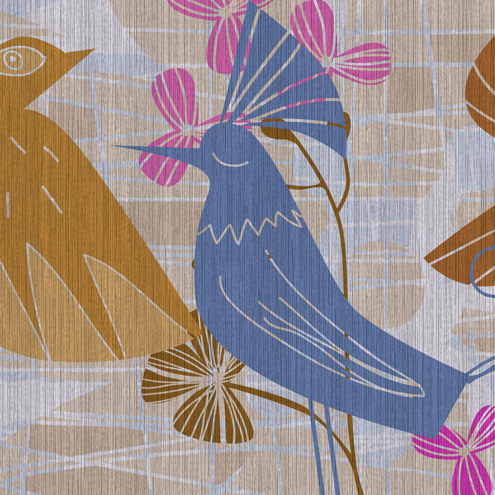             Birdland 1 - Uccello murale in stile retro scandinavo
        