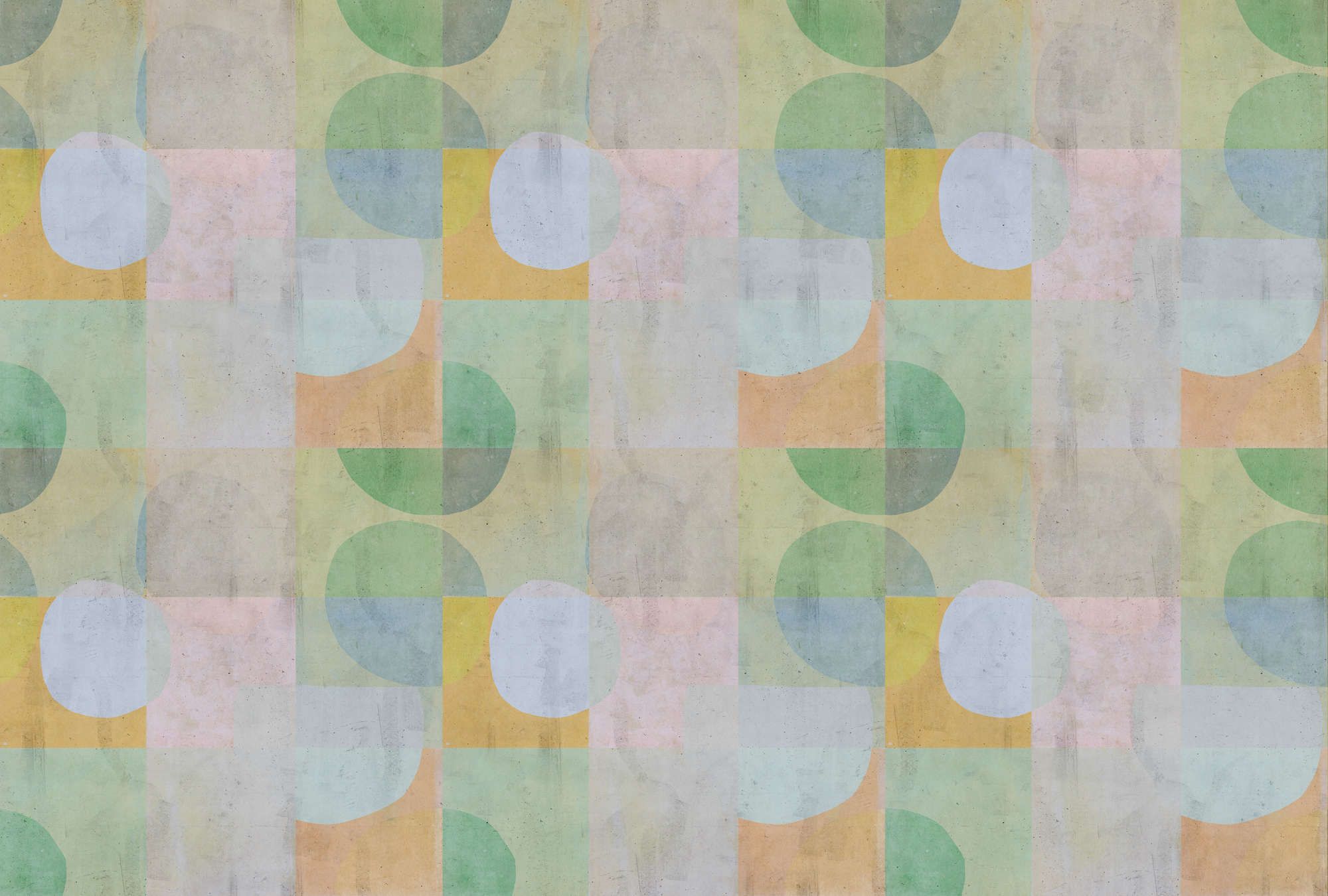             Photo wallpaper »elija 1« - retro pattern in pale colours with concrete look - green, blue, pink | matt, smooth non-woven
        