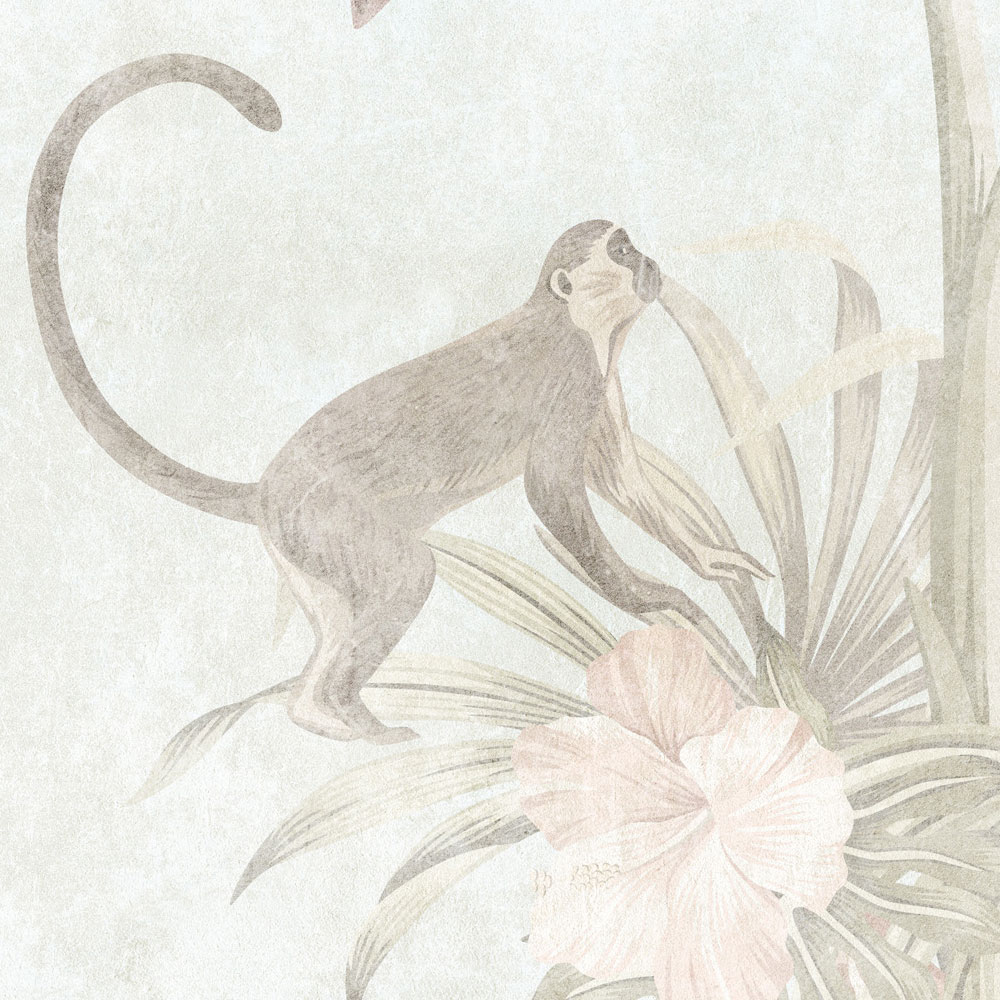             Life in the Tree 3 - Carta da parati con scimmia e motivi della giungla vintage
        