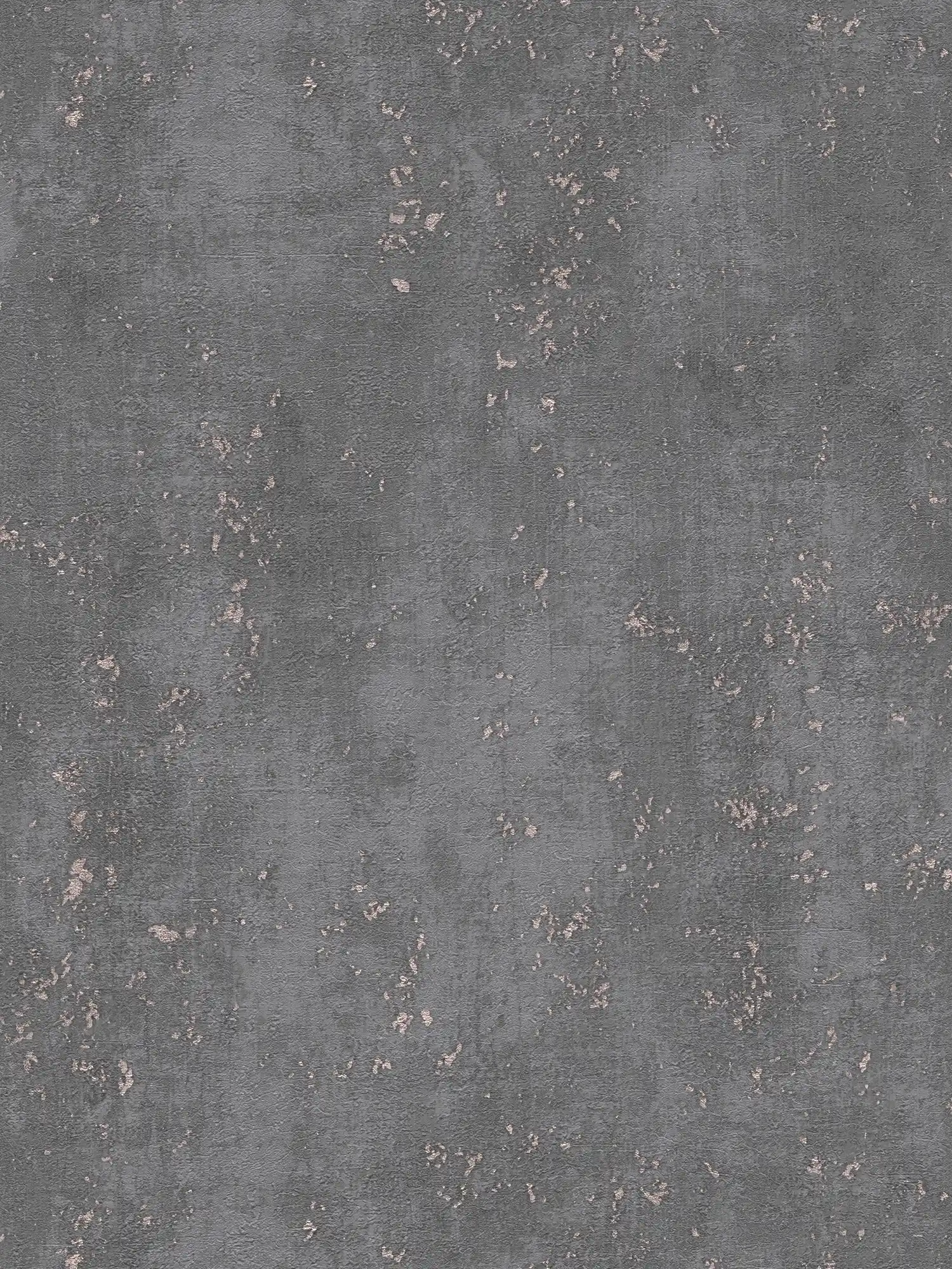 Papel pintado gris-marrón con aspecto de yeso y acento metálico - marrón
