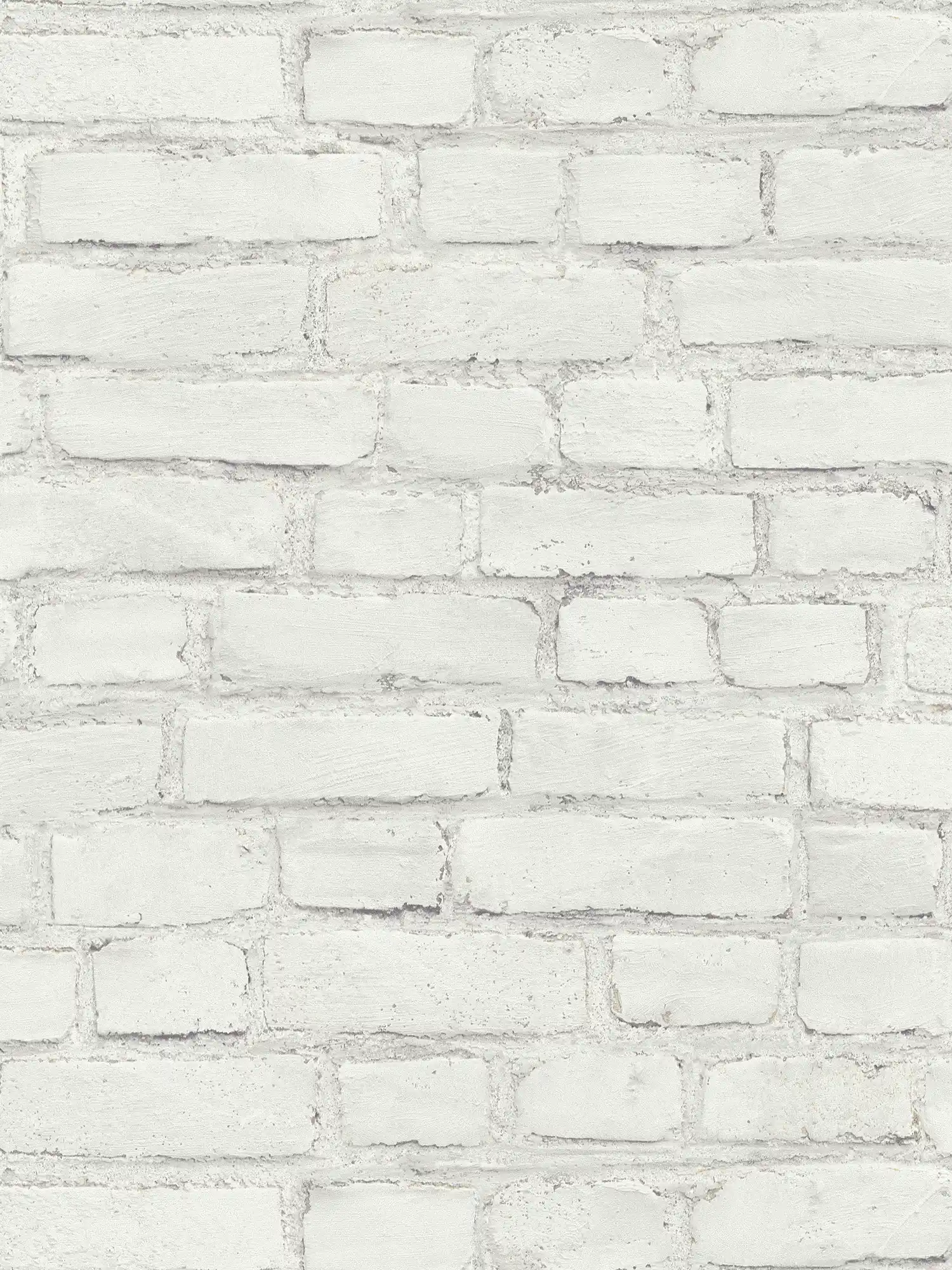 Papier peint imitation mur, mur de briques peint - blanc, gris
