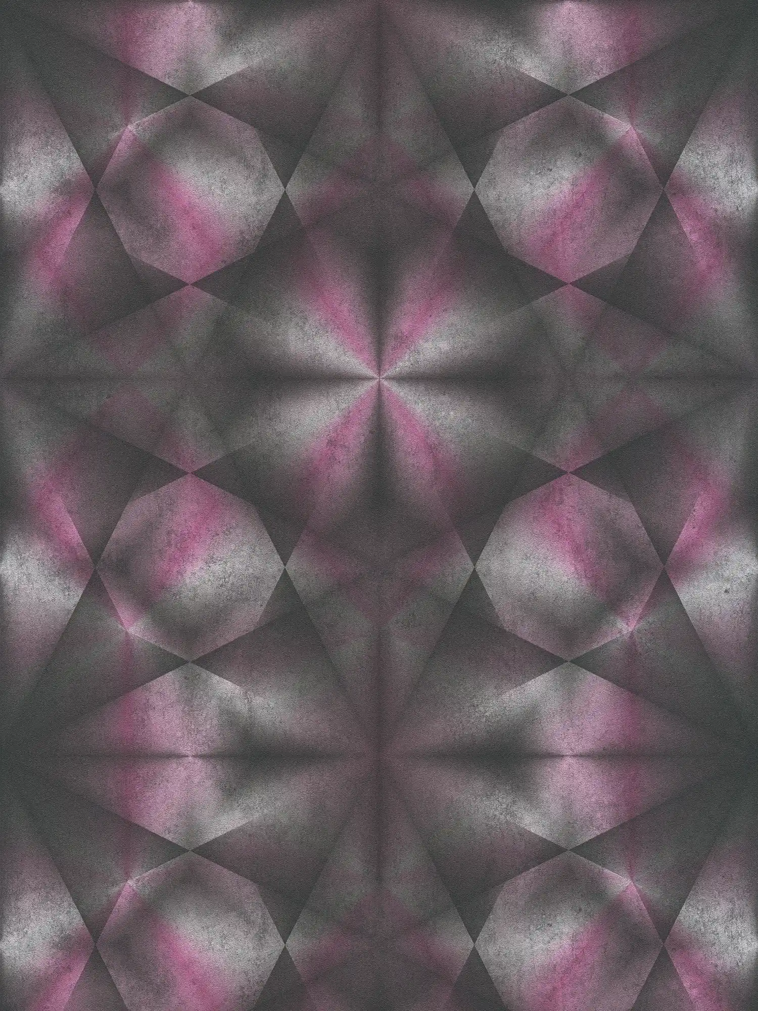 Design wallpaper with concrete look & graphic pattern - purple, grey, black
