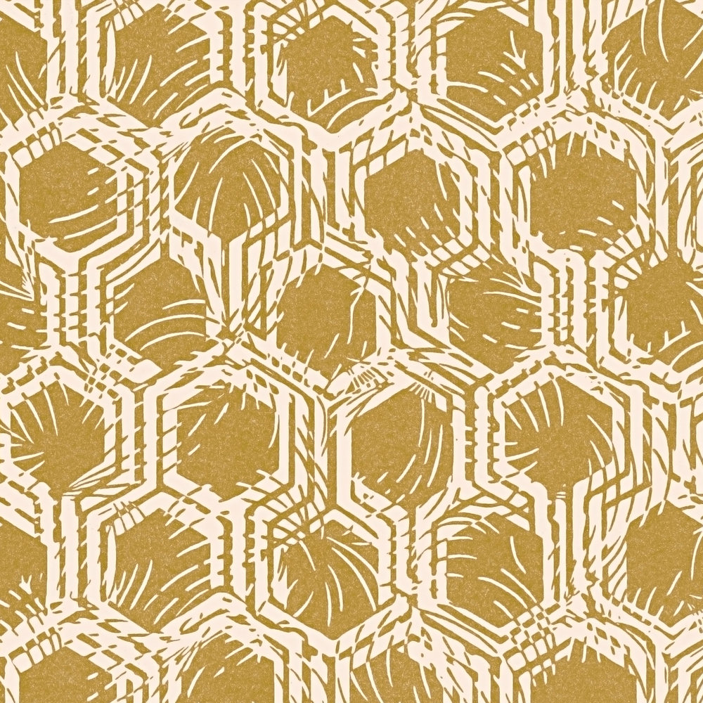             Metallic behang met geometrisch patroon - goud, beige
        