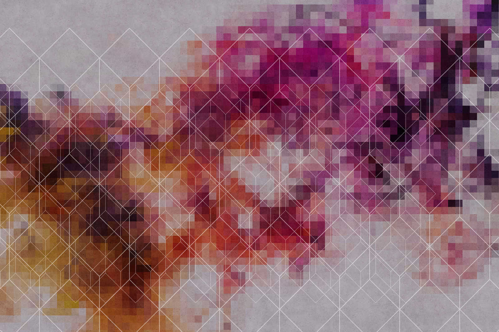             Quadro su tela Nuvole a colori e motivo a linee | rosa, rosso - 0,90 m x 0,60 m
        