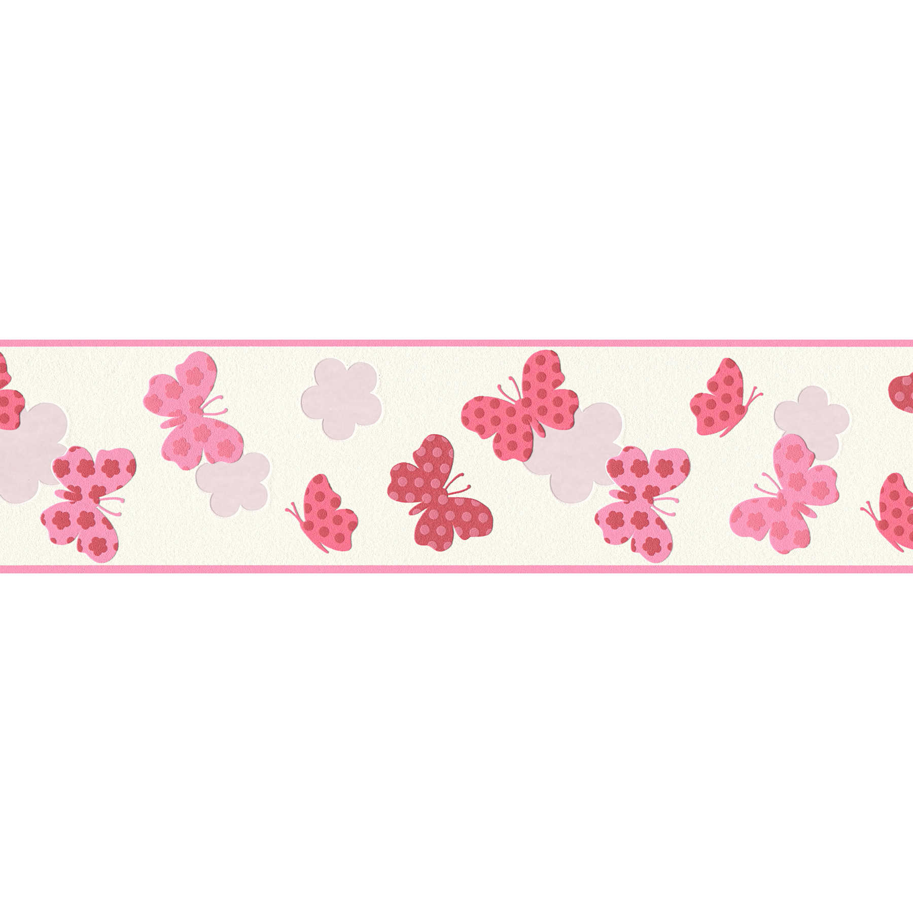 Wallpaper border butterfly for girls - pink, white
