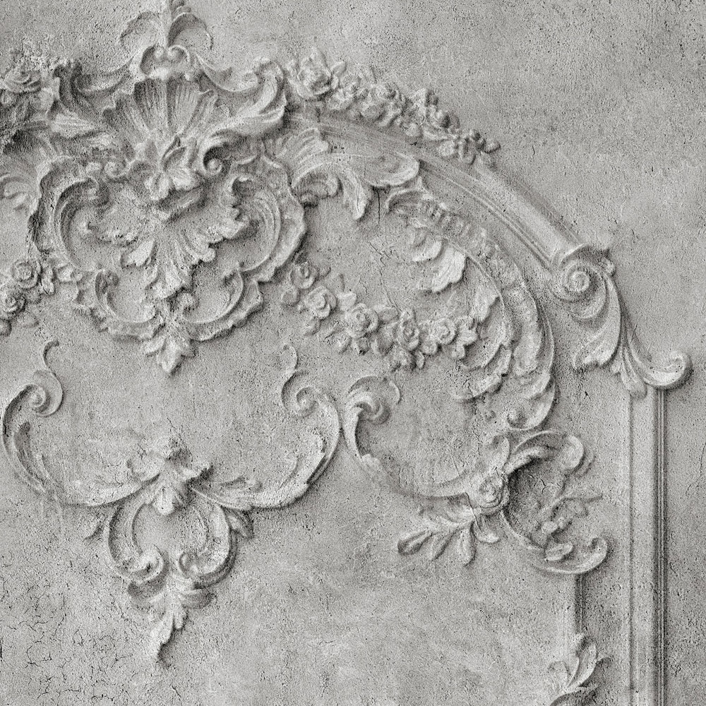             Versailles 2 - Photo wallpaper wood panels grey in baroque style
        